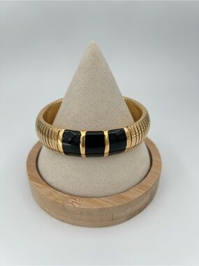 Gold-Tone Bracelet with Black Inlay